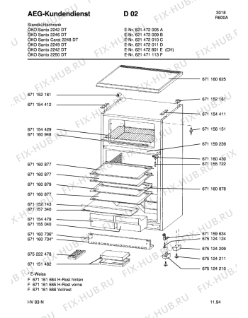 Взрыв-схема холодильника Aeg S2248 DT - Схема узла Housing 001